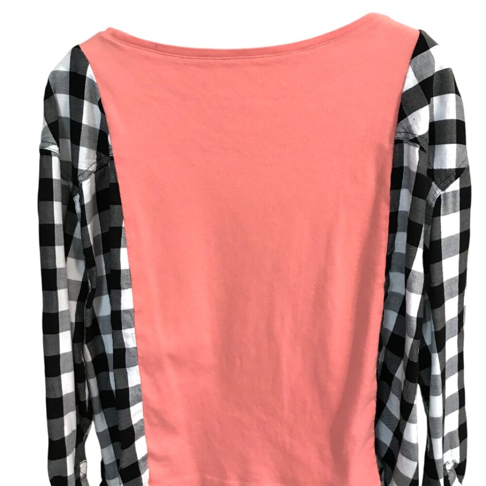 Upcycled Flannel Shirt Oversized Autumn Pumpkin Spice Coffee Graphic Size M-L - Picture 8 of 10